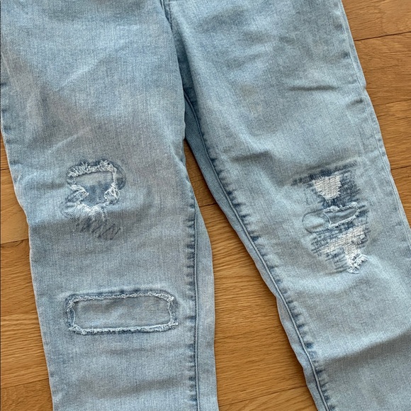 J Crew Point Sur Light Blue high rise slim boyfriend Distressed Women Jeans - Picture 3 of 7